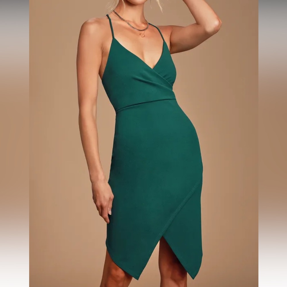 Lulu’s Emerald Green Bodycon Mini Dress, Size: L
